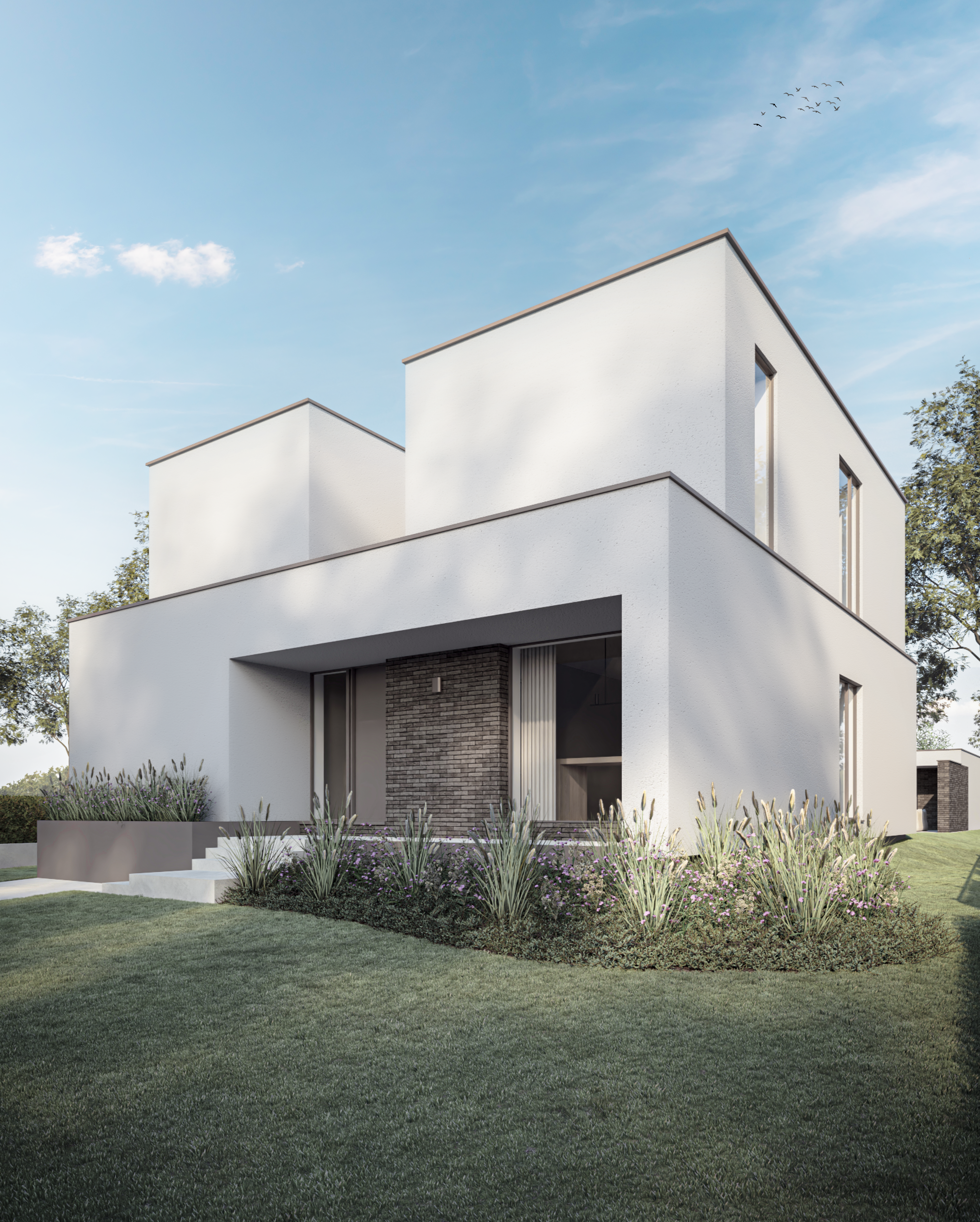 BSL_41 Achterzijde van moderne nieuwbouw