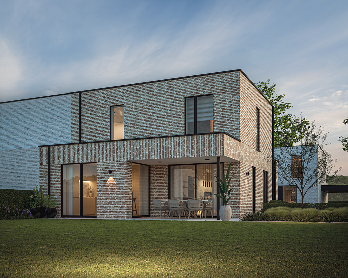 Achterzijde van moderne nieuwbouw